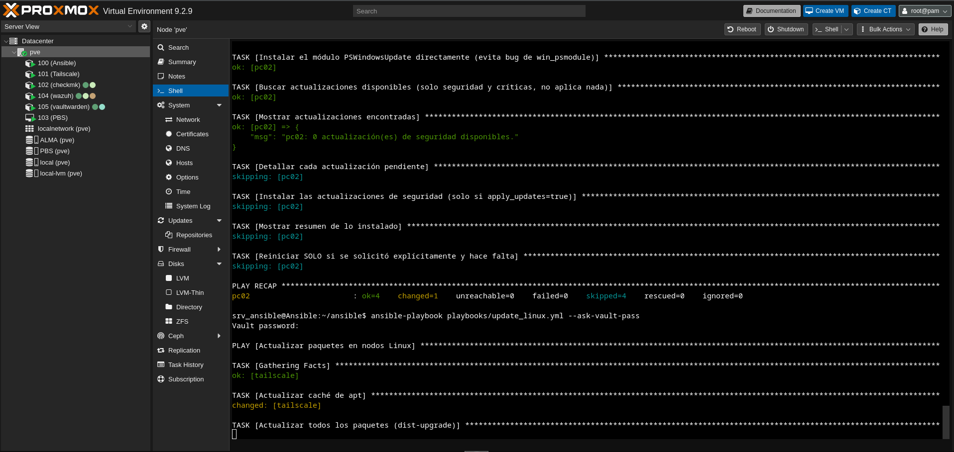 Linux Ansible playbook played against Linux LXC hosts